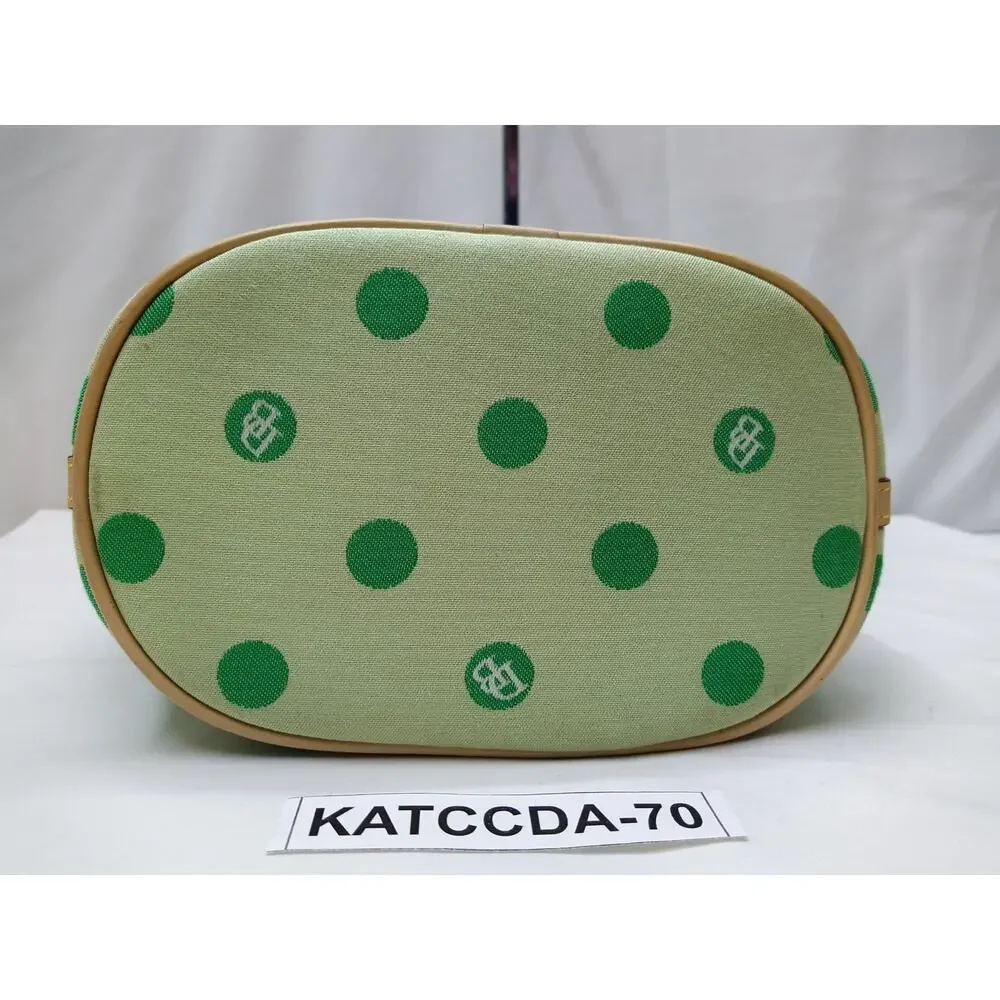 Dooney & Bourke Canvas Green Polka Dot Zipper Closure Hobo Shoulder Bag